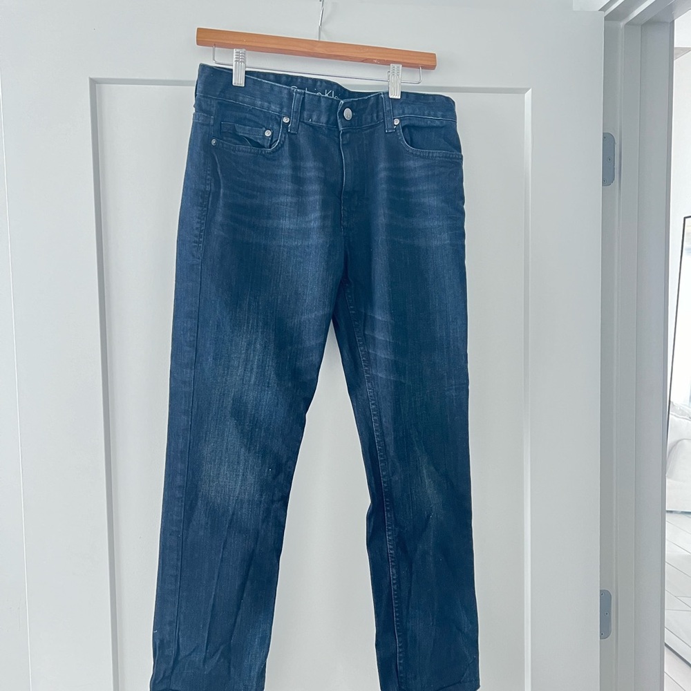 Calvin Klein Blue Slim Jeans with Subtle Fading